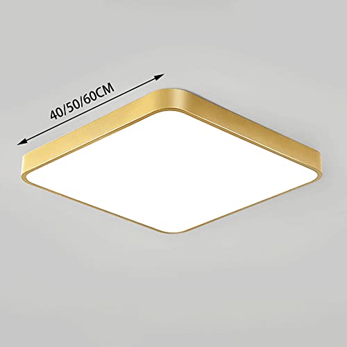Luces de techo LED regulables cuadradas de metal dorado para salones modernos 5