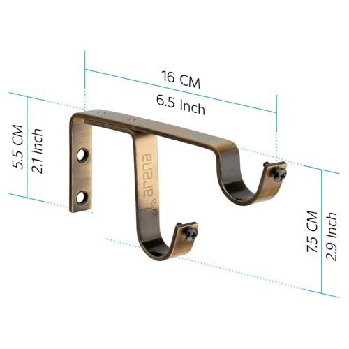 Image of Arena Curtain Rod Support Vintage Style Double Curtain Rod Holders / Window Curtain Holder with Antique Brass Finish for Curtain Accessories (CB242) (Pack of 10)