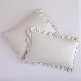 JANZAA Queen Size Comforter Beige Ruffle Comforter Set for Queen Bed 3PCS (1 Off White Comforter and 2 Pillowcases) Vintage Shabby Chic Bedding Soft Fluffy Bed Set for All Season - Image 5
