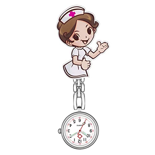 VONGLYHOO Runde Schwesternuhr, Schwesternclipuhr, Taschenuhr, Schwesternuhr, Schwesternclip, Analoge Quarzuhr, Doktorbrosche, Taschenuhr Mit Edelstahlbandclip, 1 Stück Cover