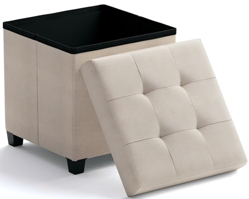Ornavo Home Storage Ottoman with Legs, Square Cube Foot Rest