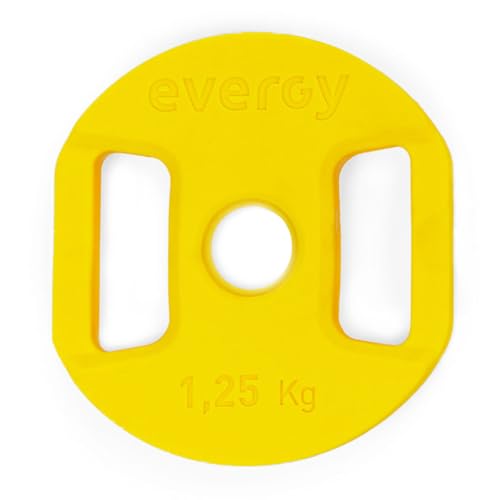 Everpump Disco Élite (PU) de 1,25 kg Amarillo. Discos Pesas Gimnasio en Casa Entrenamiento de Fuerza. Discos Pesas. Discos Fraccionales.