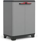 Keter Stilo Low Indoor Garage Utility Multi purpose Cabinet - Grey/Black/Red - 1
