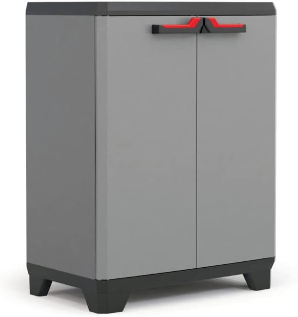 KETER Low cabinet Stilo, EPACK, Gray/Black/Red