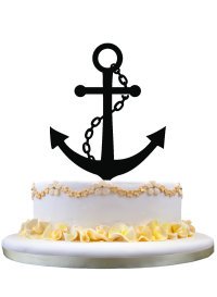 Nautical Style Cake Topper With Anchor Silhouette Birthday Party Decoration #TOP20