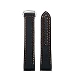 VFEBTSD Cinturino in gomma di nylon da 20 mm e 21 mm, compatibile con Omega compatibile con Seamaster 300 Planet Ocean 600, fibbia pieghevole blu (nero arancione 1,20 mm, fibbia oro rosa)