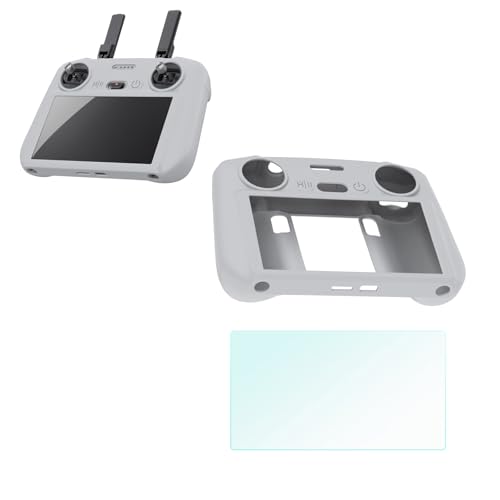 TEHAOUU �V���R���J�o�[ + �X�N���[���t���� DJI Flip /AIR3S RC2/RC�R���g���[���[�p �ی�P�[�X�ƃX�N���[���ی�t���� �Փ˖h�~ �E�H�[�^�[�v�g�D�t �w��h�~ �h���[���A�N�Z�T���[ (�O���[)