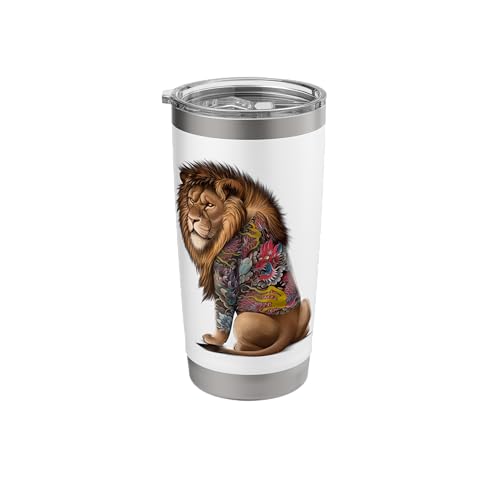 Lion with Traditional Japanese Dragon Tattoo Irezumi Stainless Steel Insulated