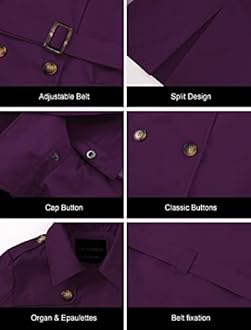 CREATMO US Women's Trench Coat Double-Breasted Classic Lapel Overcoat Belted Slim Outerwear Coat with Detachable Hood