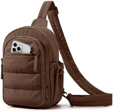 bagsmart Crossbody Bag Damen Brusttasche Puffer Umhängetasche, RFID Schutz | 5L Leicht Sling Bag mit Verstellbare Weich Schultergurt Mehreren Fächern, Handytasche Zum Umhängen für