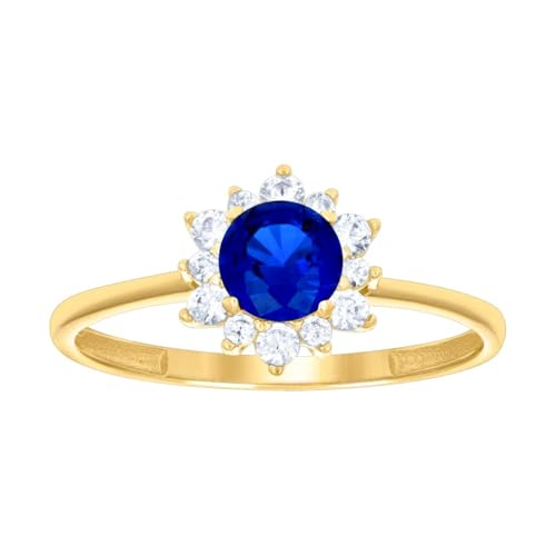 Bague en or jaune 14 carats et zircone bleue, l'éclat du luxe intemporel
