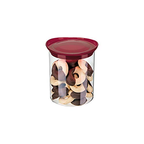 Conjunto com 4 Potes de Vidro transparente Slim com tampa plástica, VDR6989-4, Euro Home