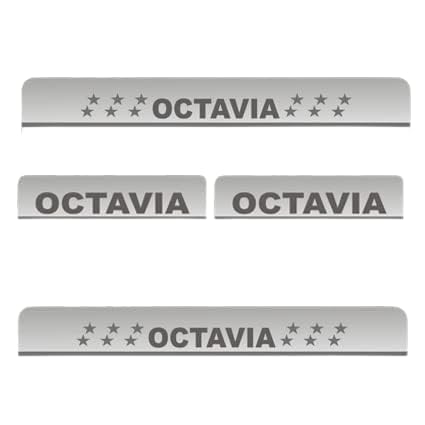 Image of AC Door Sill /Foot Step Stainless Steel Scuff Plate Plates Compatible with Skoda Octavia (Set of 4 Pcs)