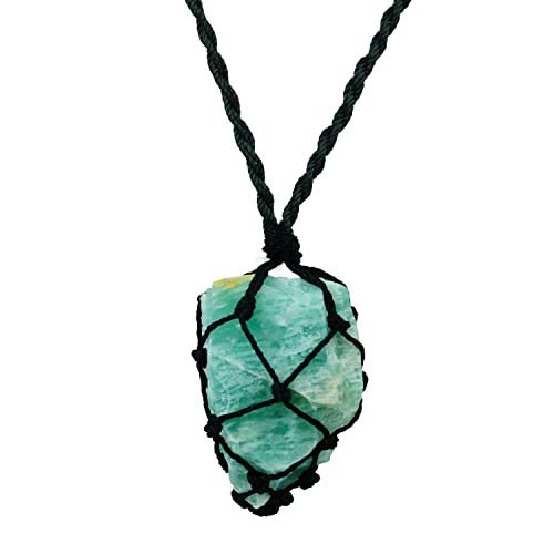 Image of REMEDYWALA Charged Energized Raw Stone Thread Cage Wrapped Pendant | Raw Stone Thread Cage Wrapped Pendant for Women and Men