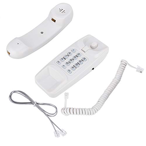 Wall Mount Landline Telephone, Desktop Wall Corded Phone with Redial No Caller ID Home Phone for Hotel Family(White)