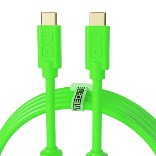 DJ TechTools Chroma Cable – USB-C to USB-C Cable | 100W Power Delivery, 10Gbps, 4K60, Ferrites &amp; 56k? Resistor | Audio-Optimized, Color-Coded with Cable Tie | Green 3.2ft (1M) Straight