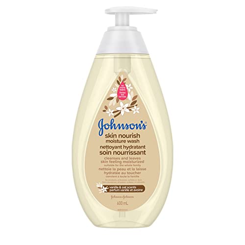 Johnson’s Skin Nourish Moisture Vanilla & Oat Body Wash – Baby Bath Skin Care – Sensitive Skin – 600 mL, Vanilla Fragrance