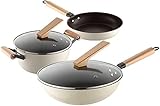 SDdPulse Topf-Set, Wok, Suppentopf, Milchtopf, Gusseisen, chinesisches 3-teiliges Set mit Abdeckung, Küchenkochtopf, A-Variety Pack