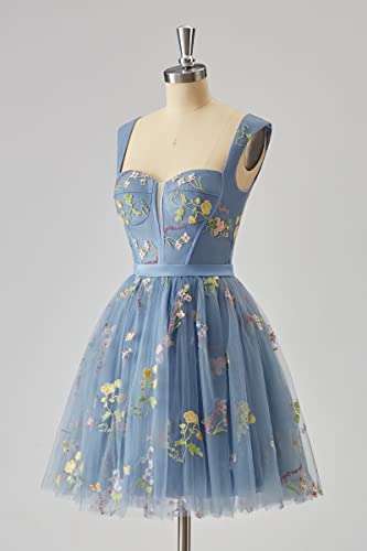 Basgute Flower Embroidery Short Tulle Homecoming Dresses for Teens Corset Mini Prom Dress Fairy Formal Party Gown3