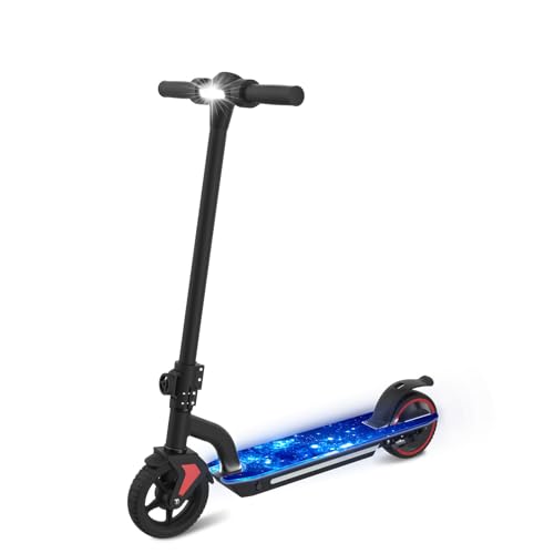 E-RIDES Foldable Kids Electric Scooter, 150W Motor Up to 15km/h, 24V Battery with 6-8km Range, 3 Speed Modes & LED Light, 6.5' Anti-Slip Tires, Ages 6-12, MAX Load 70kg (Black)
