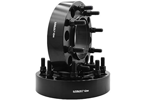 2 Pc Heavy Duty 8 Lug Hub Centric Wheel Spacers Adapters 8x200 MM 14x1.5 Studs Work with Ford Super Duty F-350 Dually Only 2005-2017 VW-HCA-82002141-142BK-2