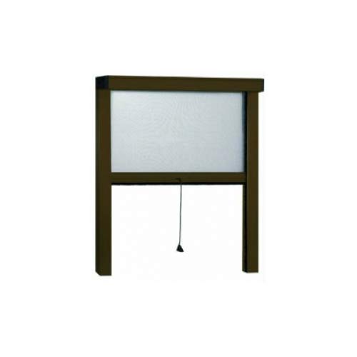 GrecoShop Zanzariera a Rullo in Alluminio per Finestre con Profilo Regolabile e Avvolgimento Verticale Marrone 140x170 cm