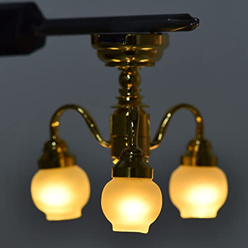 1:12 Dollhouse Chandelier Miniature Exquisite Elegant Led Ceiling Light Decoration #TOP5