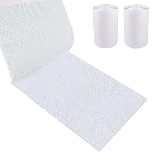 Bande Industrielle Auto-adhésive Extra Forte Blanc, 10 cm Ruban Adhésif Double Face à Crochets et à Boucles, Rouleau Scratch Autocollant Blanc, pour Bricolage,Tapis, Moustiquaires