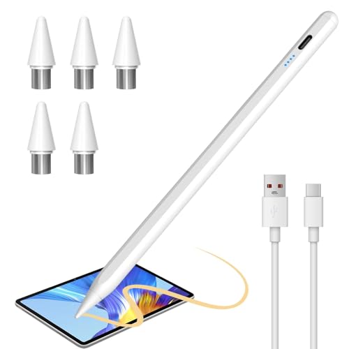 Stylet Tablette Stylet Universel pour Tablette Compatibilité iPhone/Samsung/Huawei/Xiaomi Stylos pour Écrans Tactiles avec 4 Pointes de Remplacement Rejet de Paume, Sensibilité à l'Inclinaison