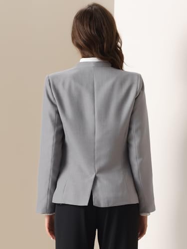 Allegra K Collarless Blazer for Women's 1 Button Business Work Suit3