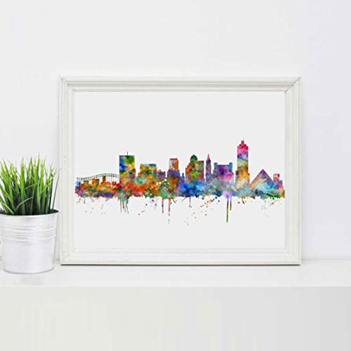 Memphis Tn Skyline Watercolor Art Print Wall Decor Memphis City Building Skyline Wall Artwork Living Room Decor Memphis Gift Tennessee 8X10 Inch No Frame #TOP3