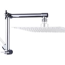 G-Promise 13 Inch Solid Brass Shower Head Extension Arm (Chrome) | Rise or Lower Shower Head, All Metal, Height & Angle Adjustable Extender, Firmly Secure Shower Head, Easy Install