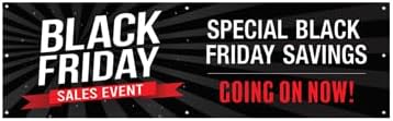 Black Sales Event Banner Large Format 3x10 Ft Indoor Outdoor Vinyl with Grommets Car Dealership Retail Store Promotional Display Sign
