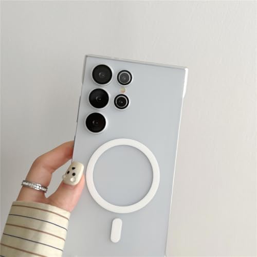 Coque S25 Plus transparente objectif photo rigide noir mat magnétique