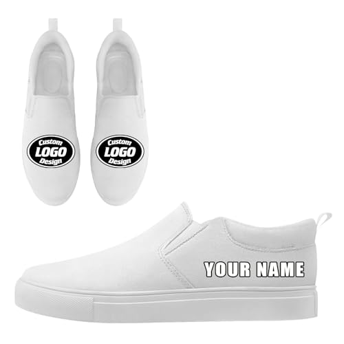 Custom Solid Color Canvas Slip-On Shoes Personalized Print Your Logo Name Lightweight Breathable Easy Wear Sneaker