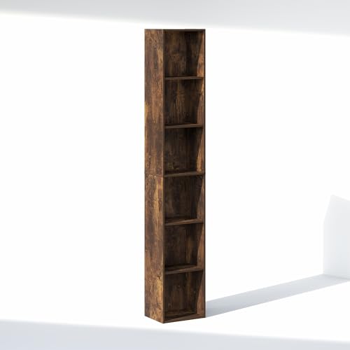Image of Furinno Cubicle 6-Tier Closet Organizers and Storage, Closet Organizer, Open Shelf Closet Storage, 21.1 inch W, for Wardrobe, Bedroom, Living Room, Amber Pine
