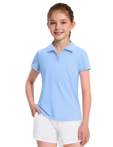 Image of KEREDA Girls Polo Shirts Golf Tennis School Uniform T Shirts Quick Dry Tops