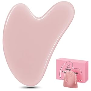 Gua Sha stenen gezicht jade guasha board massage tool hart vorm jade voor gezicht, ogen, hals voor huidverzorging, schoonheid en ontspanning van de lichaamsspieren (roze)