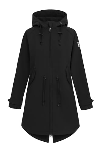 derbe Softshelljacke Island Friese Damen Schwarz 42 | Softshelljacke | Übergangsjacke | Frauen| Kapuze | Zip | Hamburg | Mantel | Black