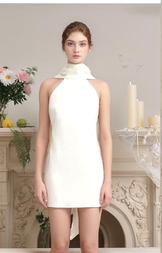 Satin Homecoming Dresses for Teens 2025 Halter Cape Mini Dress for Prom Formal Dresses for Women with Scarf2