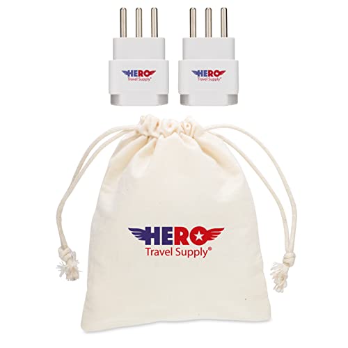 Hero Premium US to Italy Power Adapter Plug (Type L, Pack of 3, Grounded)2