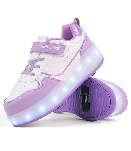 Fansu Zapatos con Ruedas y LED Luces para Niños y Niñas, Zapatillas con Ruedas con USB Recargable, Morado Zapatillas de Skateboard con 4 Retráctil Wheels para Cumpleaños, Navidad | Ya disponible en tu tienda friki favorita! En mundofriki.es!