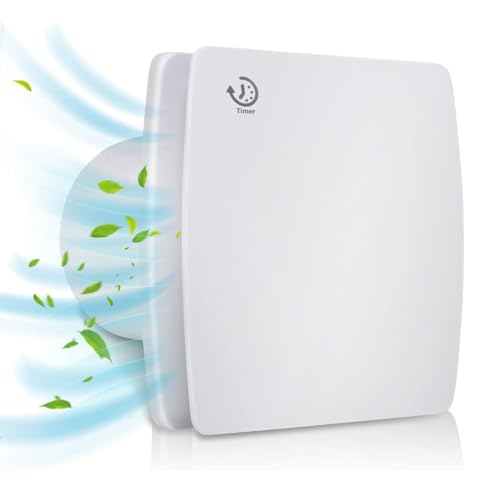 Bathroom Extractor Fan 4/100mm High Airflow Silent Bathroom Fan with Timer Overrun Delay Function for Bathroom Toilet Shower Wall Mount (White)