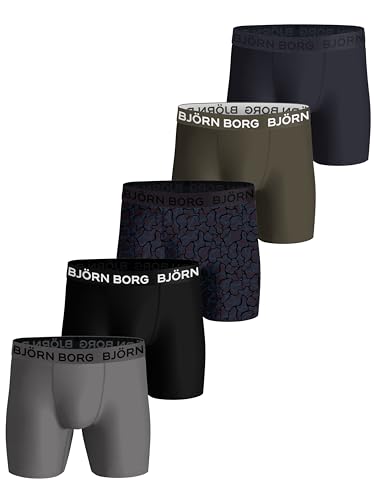 Bjorn Borg Performance Polyester Boxers for Men Pack of 5 - Mens Athletic Underwear
