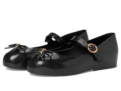 mini melissa Sweet Love Mary Jane Flats for Kids, Black, 12