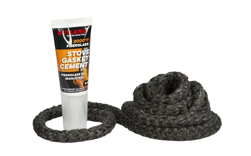 Rutland Wood Stove Gasket Replacement Kit, Graphite Impregnated Gasket & Adhesive, 5/16" X7' Rope