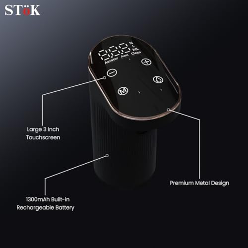 Image of SToK (ST-AD01) Smart Alcohol Dispenser and Wine Aerator, Peg Measurer Dispenses 1-999ML with Instant Wine Aeration and Self Cleaning