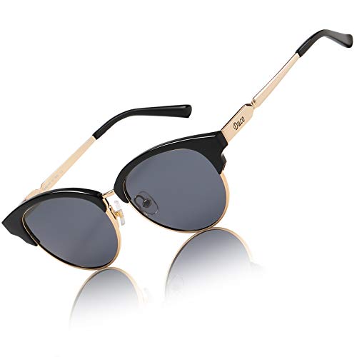Duco Retro Semi Rimless Sunglasses For Women Horn Rimmed Sun Glasses For Small Face Vintage Polarized Shades 1221 #TOP8