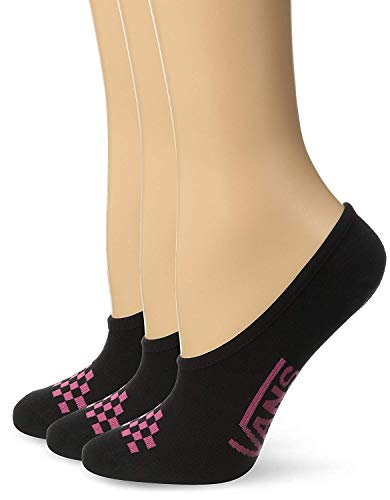 Vans Super No Show Socks - Women's and Girls (Black/Pink Check, Womens Shoe Size 7-10)