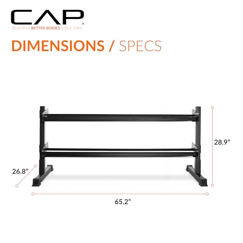 Image of CAP 280 LB, 550 LB, 1200 LB Dumbbell Set with Horizontal 2-3 Tier Rack, Rubber Hex Free Weights, Home Gym Weight Set for Strength Training